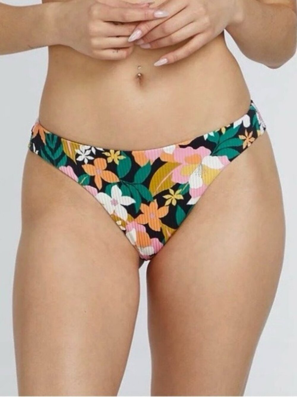 🌻NEW w/tag Volcom Had Me At Aloha Cheekini Floral Bikini Bottoms Size XS